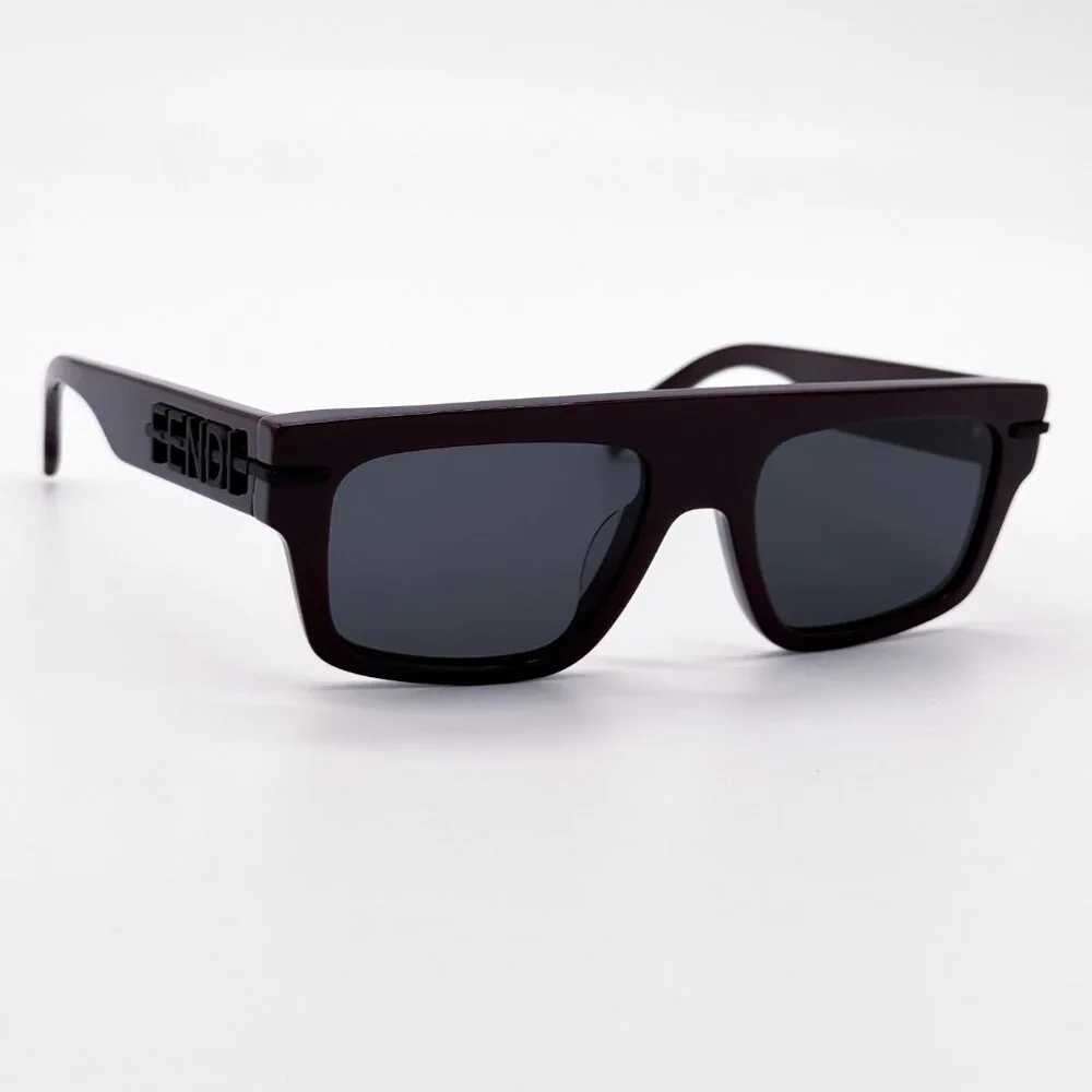 NEW FENDI FE40091U 69A BORDEAUX GREY SQUARE MEN SUNGLASSES FENDI